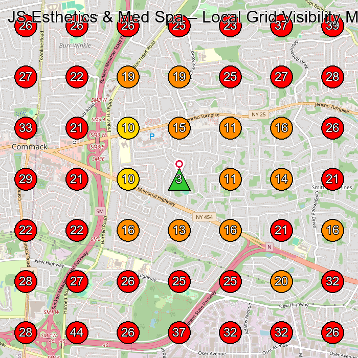 JS Esthetics & Med Spa GeoGrid visibility map for Swimming Pool in Commack